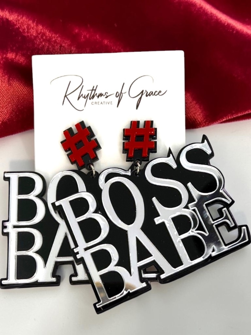 Boss Babe Oversized Statement Earrings NWT